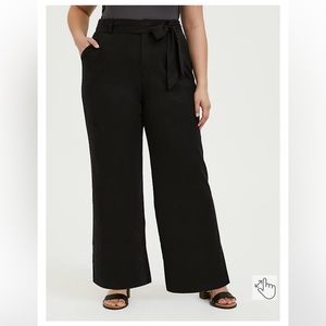 TORRID | PULL-ON WIDE LEG STRETCH LINEN BLEND HIGH-RISE TIE-FRONT PANT | 16
